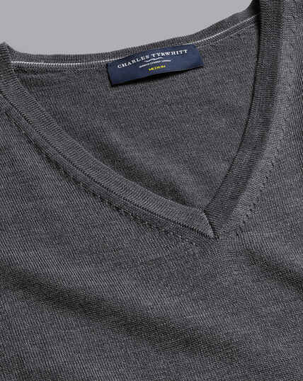 Merino V-Neck Sweater - Grey