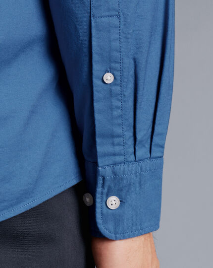 Button-Down Collar Washed Oxford Shirt  - Ocean Blue
