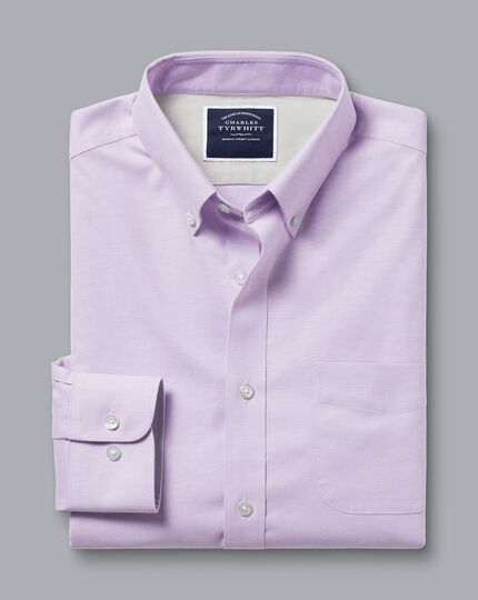 Button-Down Collar Non-Iron Stretch Oxford Shirt - Lavender Purple