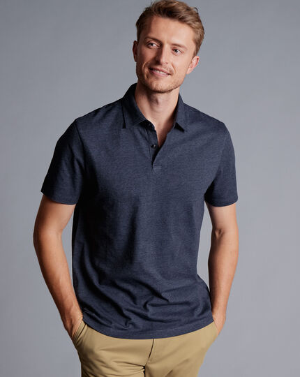 End-on-End Cotton Polo - Steel Blue