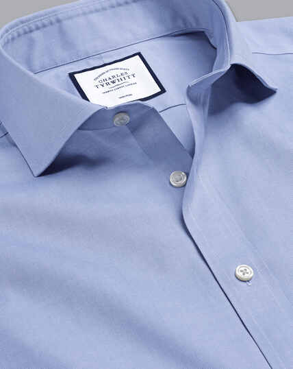 Cutaway Collar Non-Iron Pinpoint Oxford Shirt - Cornflower Blue
