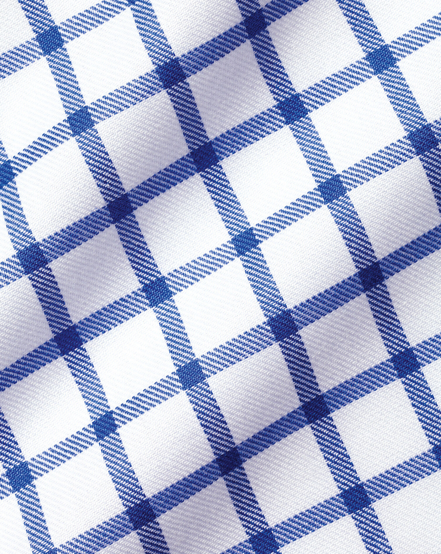Non-Iron Twill Grid Check Shirt - Cobalt Blue | Charles Tyrwhitt