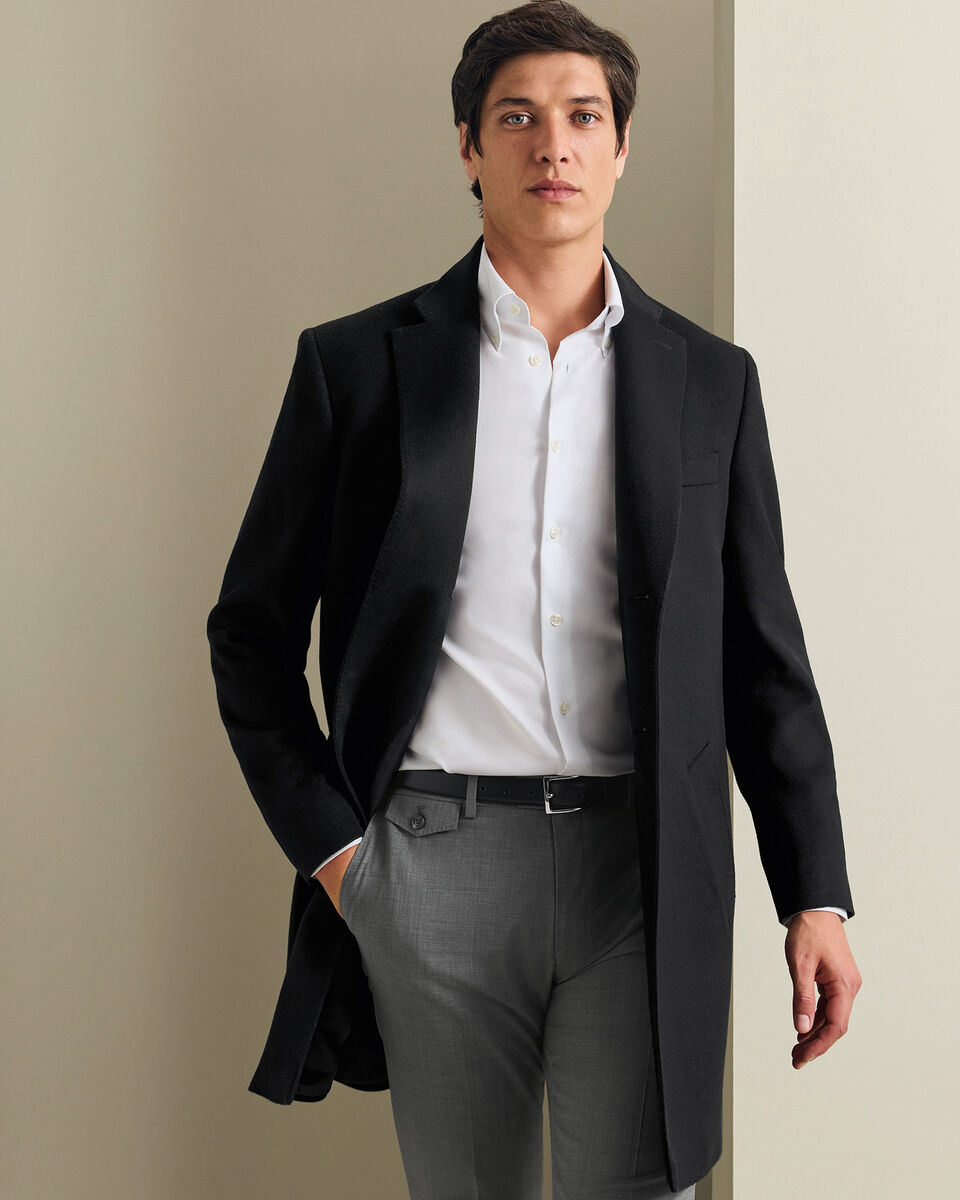 Pure Wool Overcoat - Black