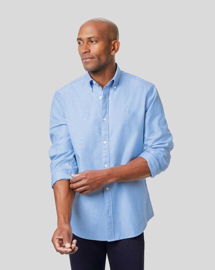 England Rugby Button-Down Collar Washed Oxford Shirt - Sky | Charles ...