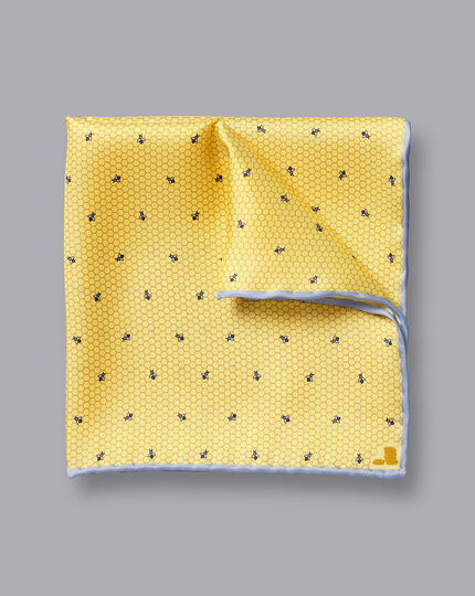 Bees and Honey Print Pocket Square - Lemon