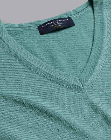Merino V-Neck Sweater - Aqua Green