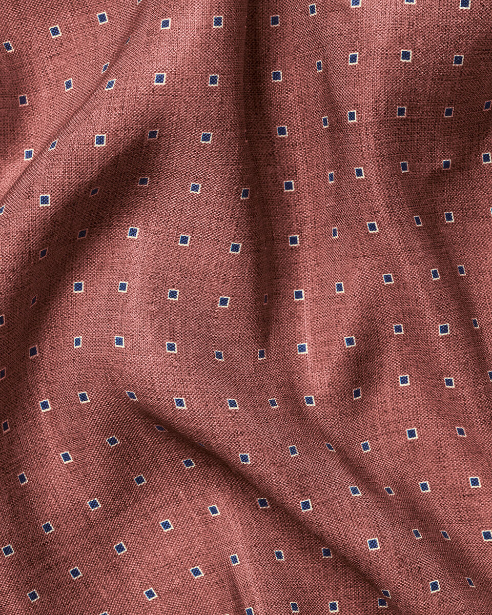 Silk Linen Motif Pocket Square - Pink