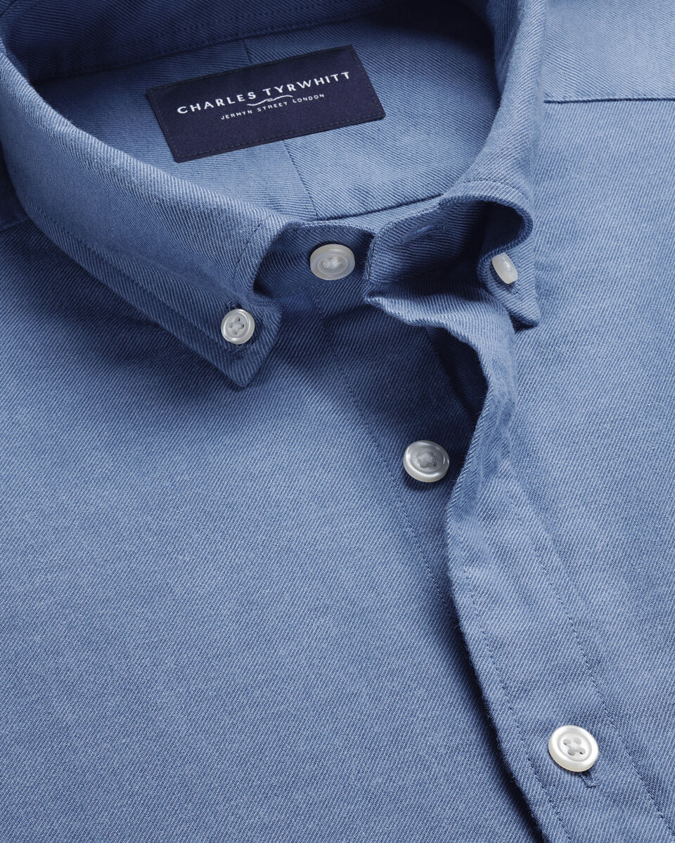 Geborsteld Flanel Overhemd - Denim