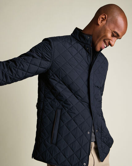Chaqueta Acolchada De Rombos - Azul Marino