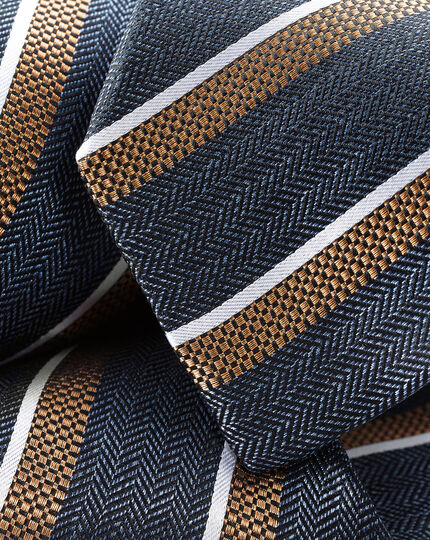 Silk Stripe Tie - Denim Blue
