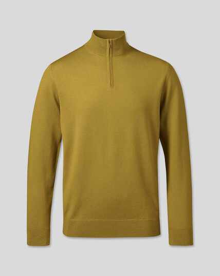 Merino Zip Neck Sweater - Chartreuse 