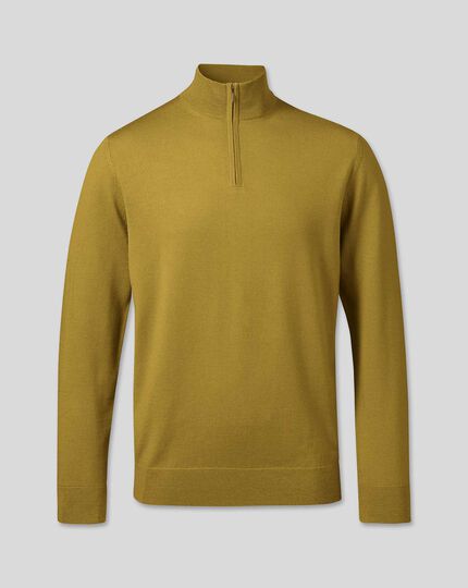Merino Zip Neck Sweater - Chartreuse 