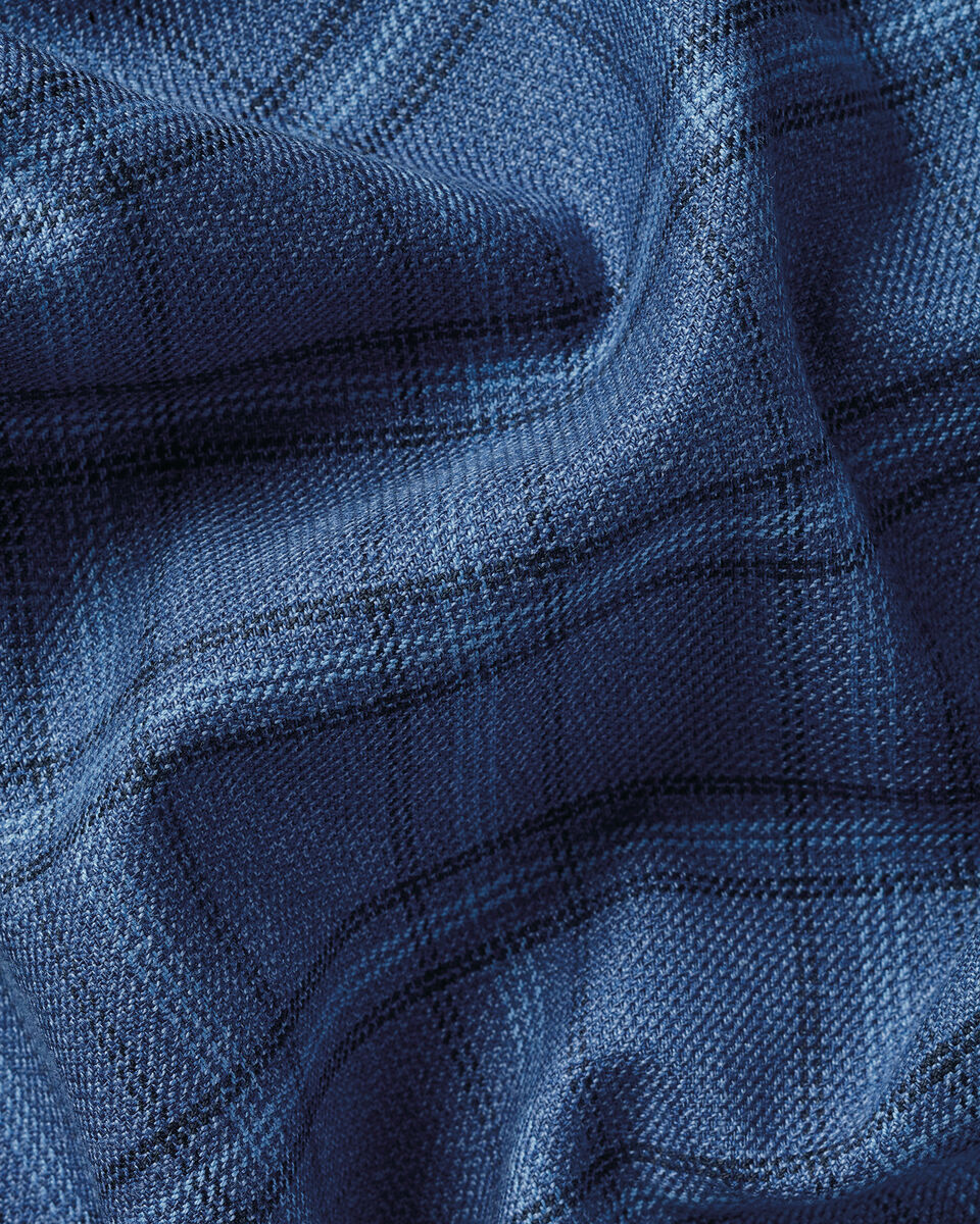 Non-Iron Twill Check Shirt - Indigo Blue