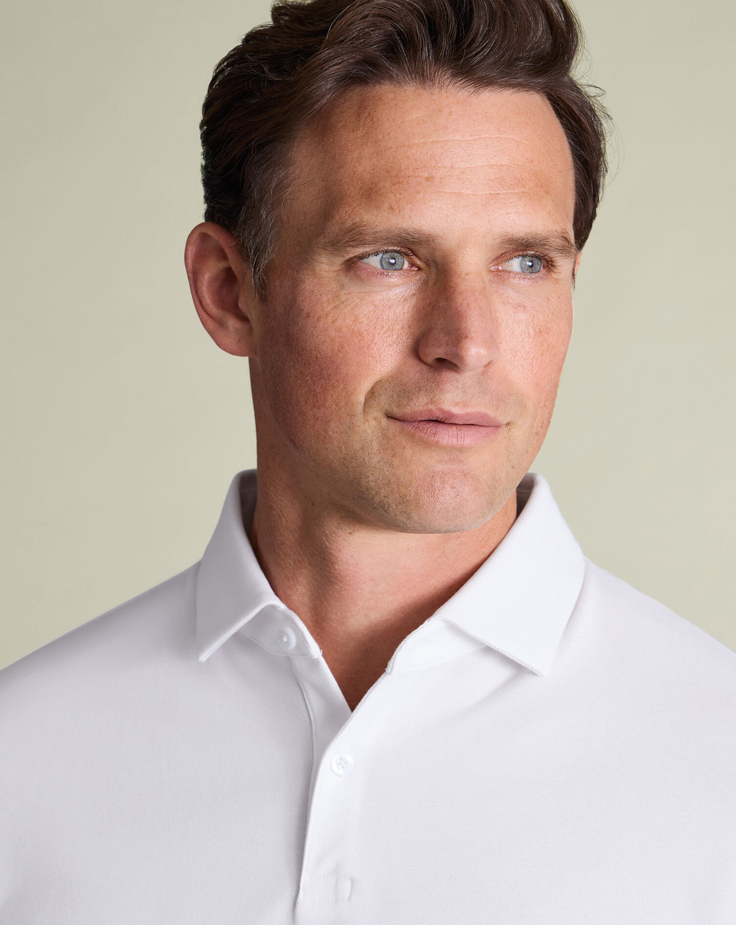 Long Sleeve Smart Pique Polo - White