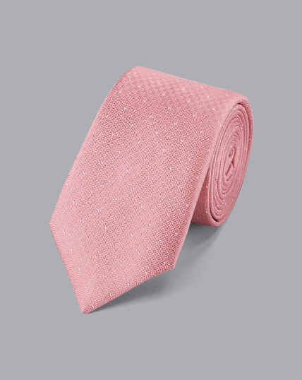 Silk Spot Slim Tie - Light Coral Pink