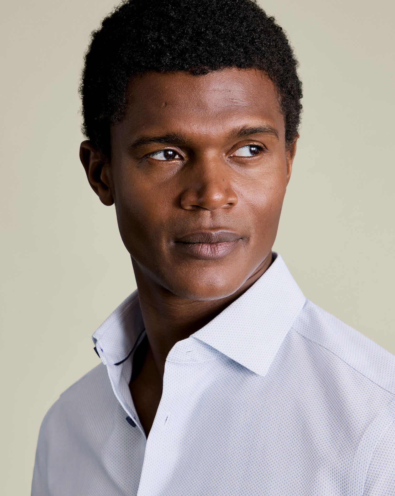 Non-Iron Stretch Texture Shirt - White & Sky Blue