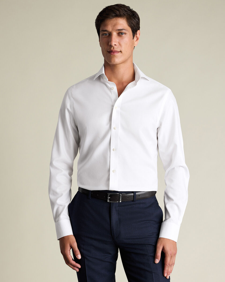 B&uuml;gelfreies Twill-Hemd - Wei&szlig;