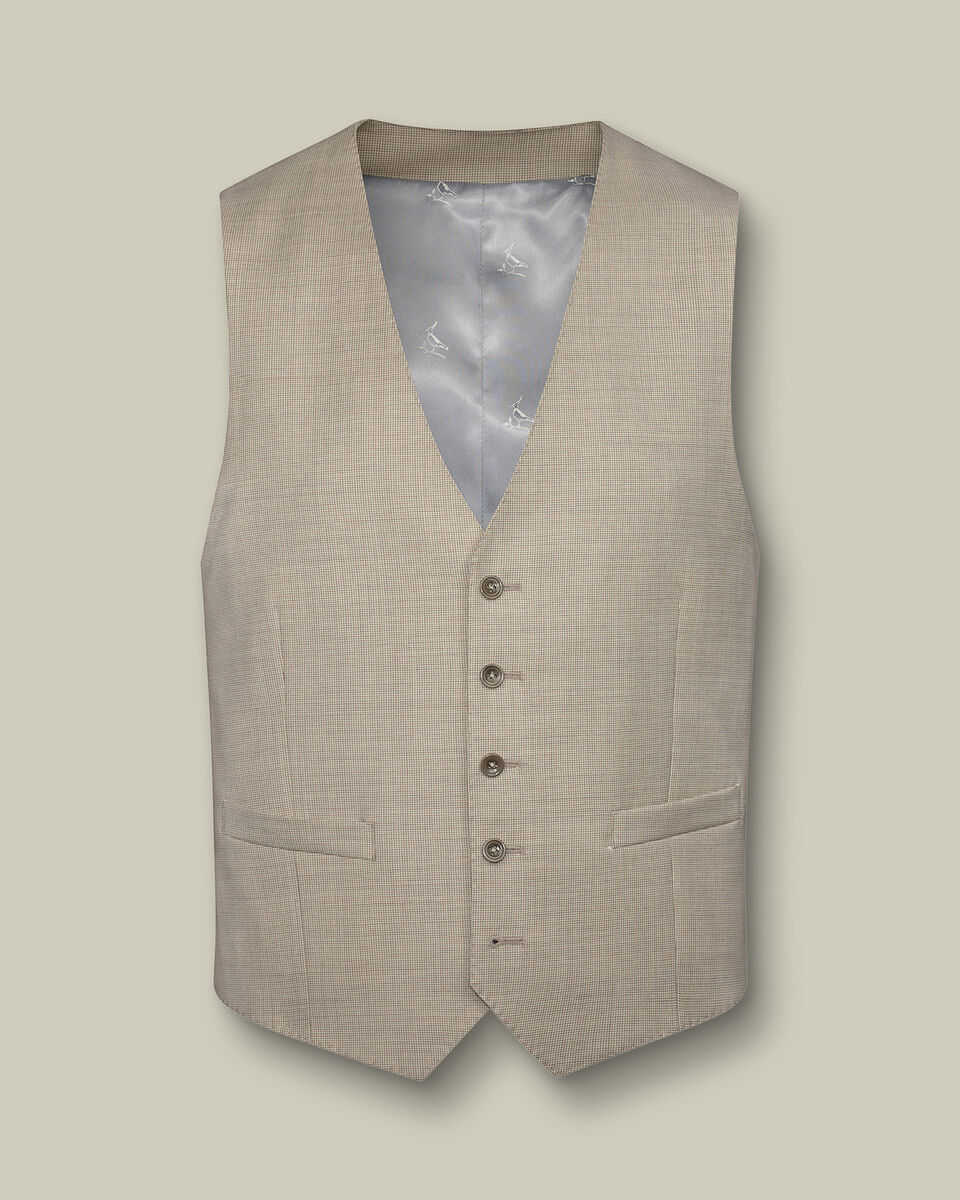 Italian Puppytooth Waistcoat - Taupe