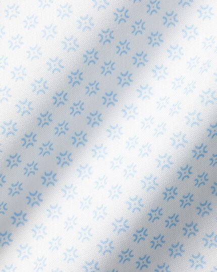 Semi-Spread Collar Non-Iron Geo Spot Print Shirt - Cornflower Blue
