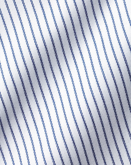 Bügelfreies Twill-Hemd mit Streifen - Königsblau & Weiß