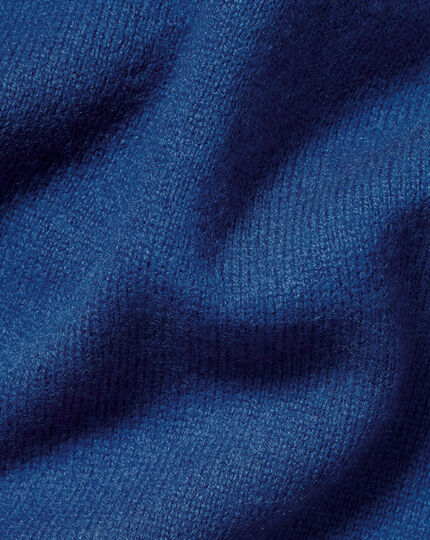 Cashmere Zip Neck Sweater - Royal Blue