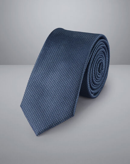 Fleckenfeste Seide Slim Krawatte - Stahlblau