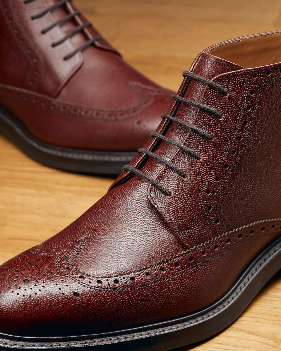 Leather Brogue Boots Chestnut Brown Charles Tyrwhitt