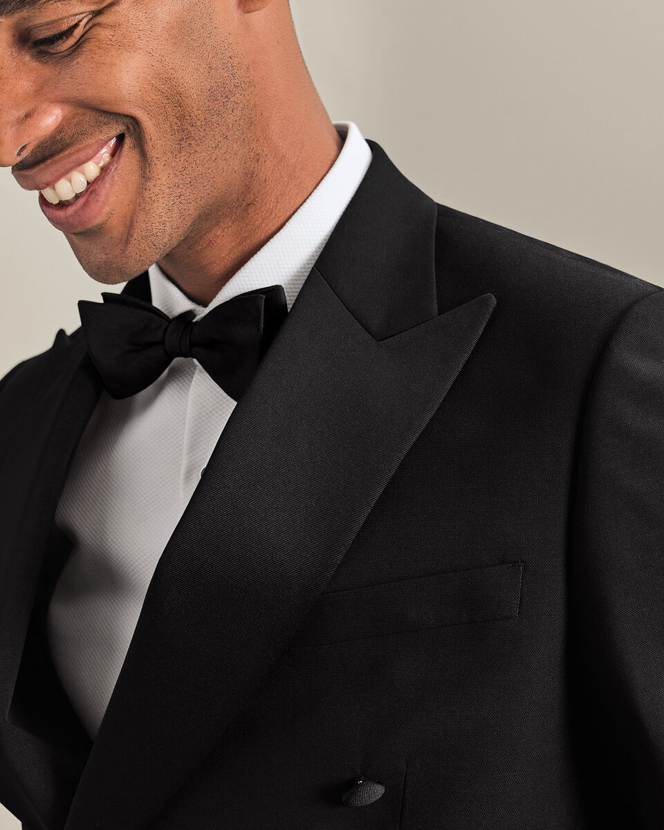 Double Breasted Dinner Suit Jacket  - Black