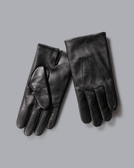 Leather Touch Screen Gloves - Black