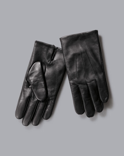 Leather Touch Screen Gloves - Black