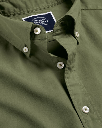 Vorgewaschenes Feintwill-Hemd Button-down Kragen - Olivgrün