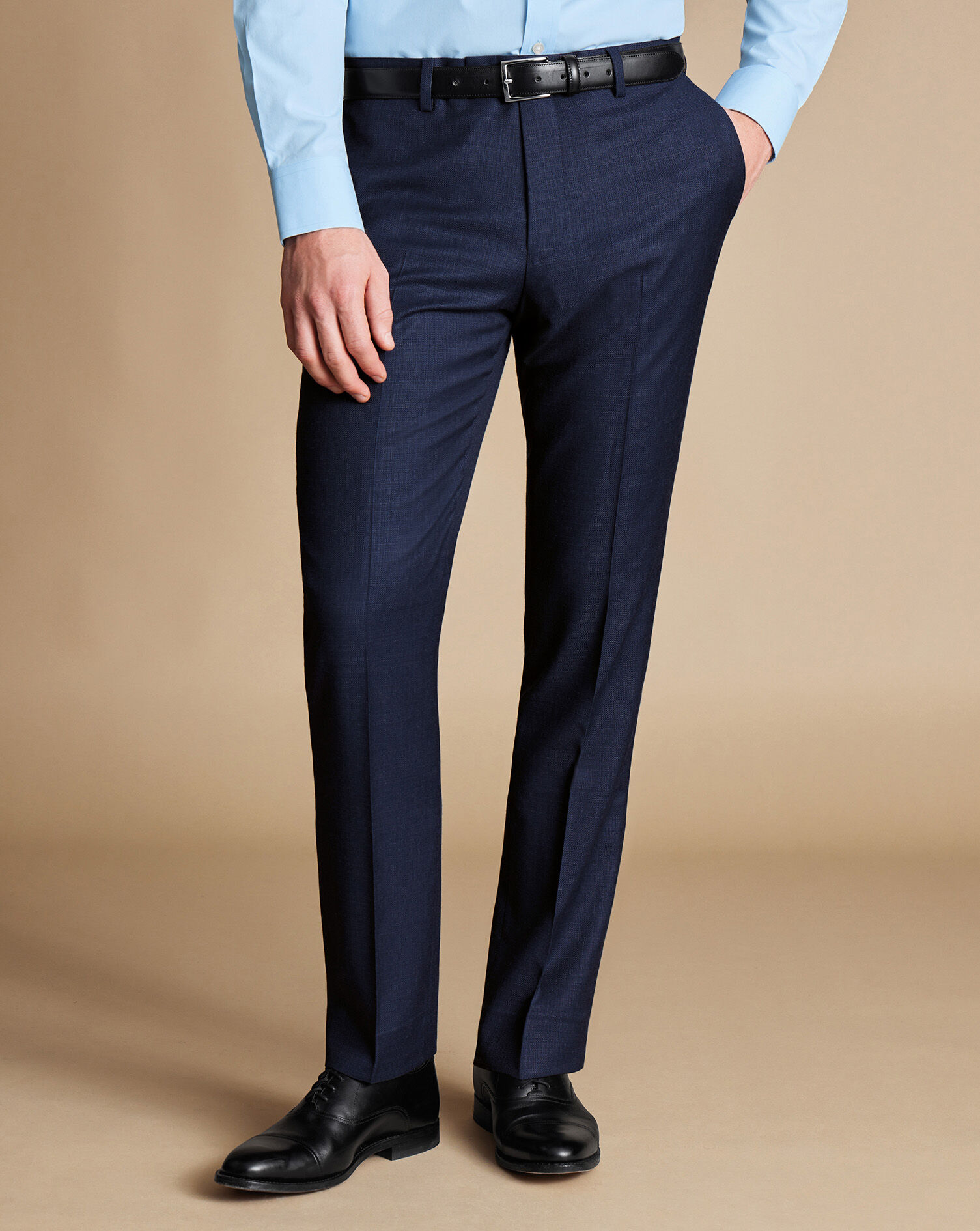 Mens Classic Fit Solid Navy Blue Flat Front Wool Dress Pants | The Suit  Depot