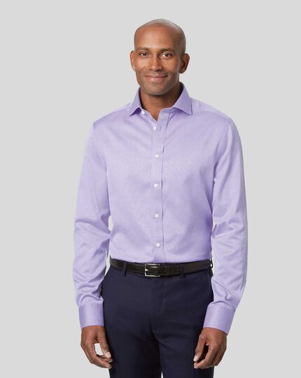 Cutaway Collar Non-Iron Cotton Stretch Shirt - Lilac