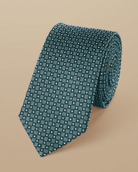 Semi-Plain Silk Slim Tie - Green