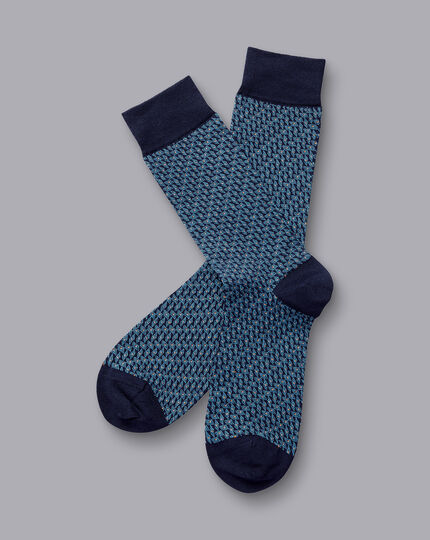 Semi Plain Socks - Cornflower Blue & Navy