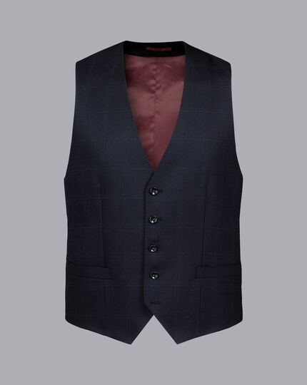 Ultimate Performance Check Suit Vest - Navy