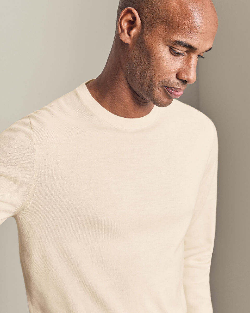 Pure Merino Crew Neck Jumper - Cream