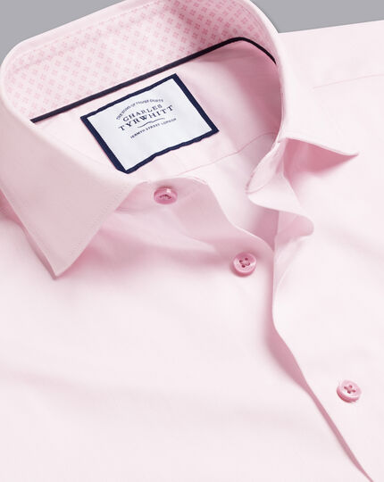 Semi-Cutaway Collar Twill Shirt with Printed Trim - Light Pink