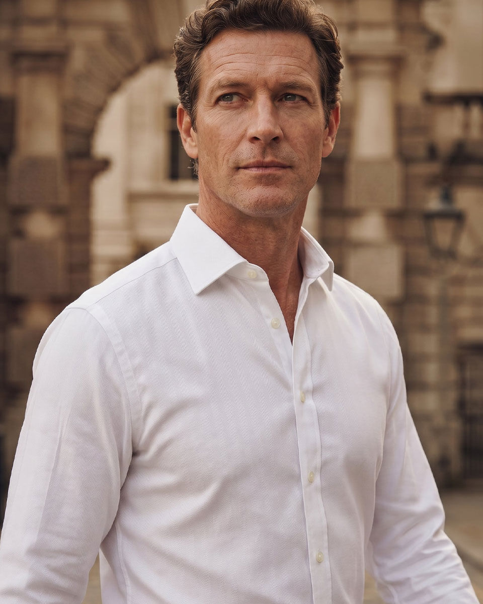 Chemise &agrave; chevrons sans repassage  - Blanc