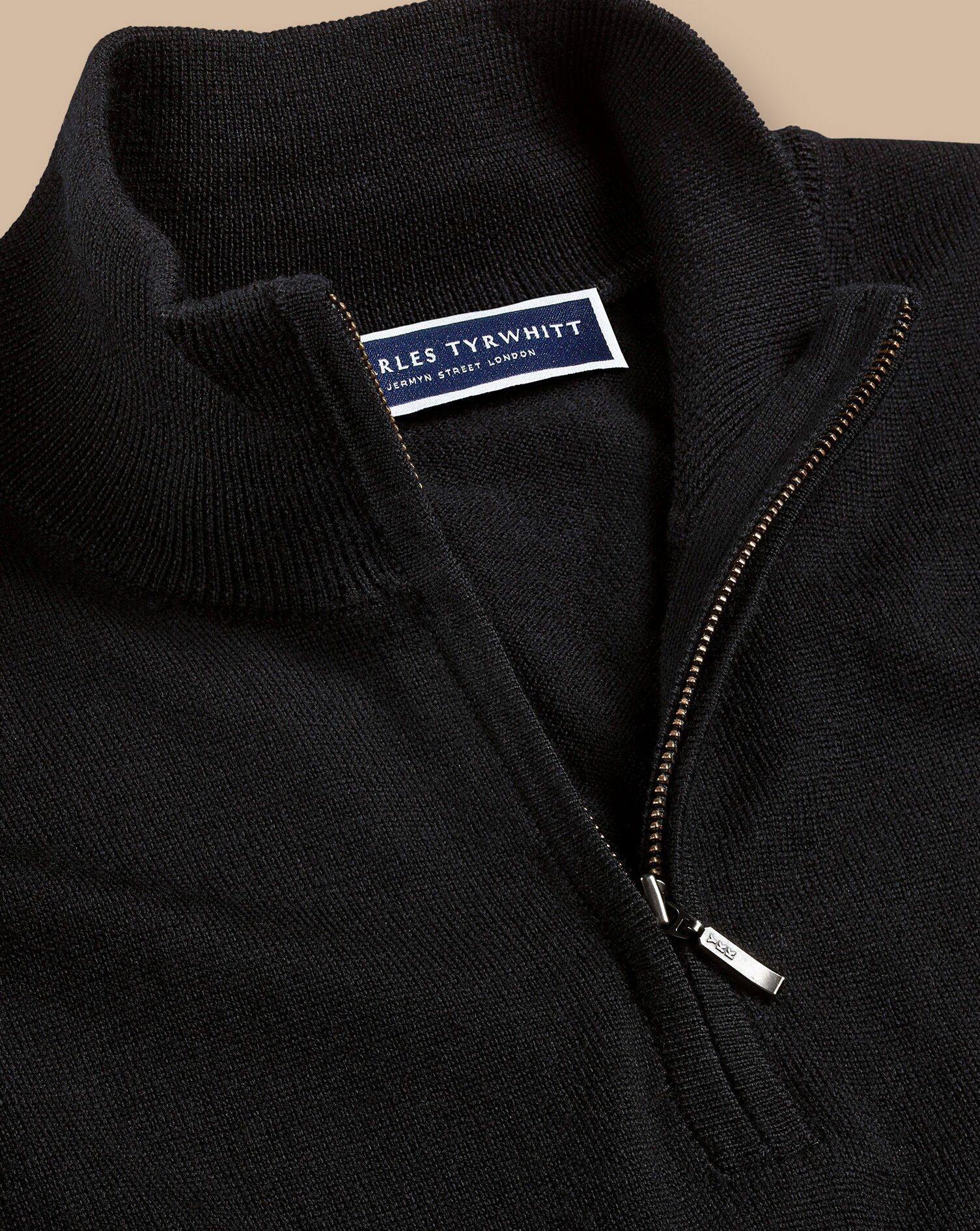 Merino Zip Neck Sweater - Black 