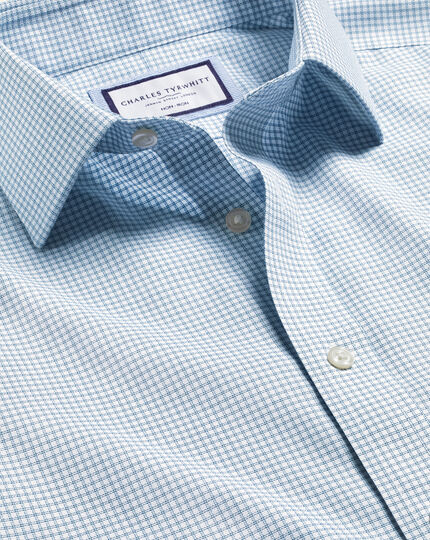 Bügelfreies Royal-Oxfordhemd mit Karos - Hellblau