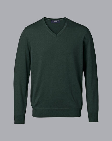 Merino Zip Neck Sweater - Forest Green