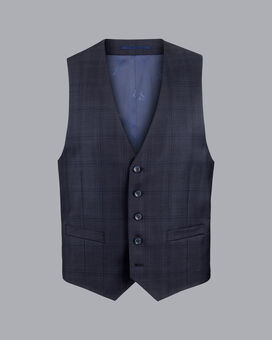 Ultimate Performance Check Suit Waistcoat - Navy