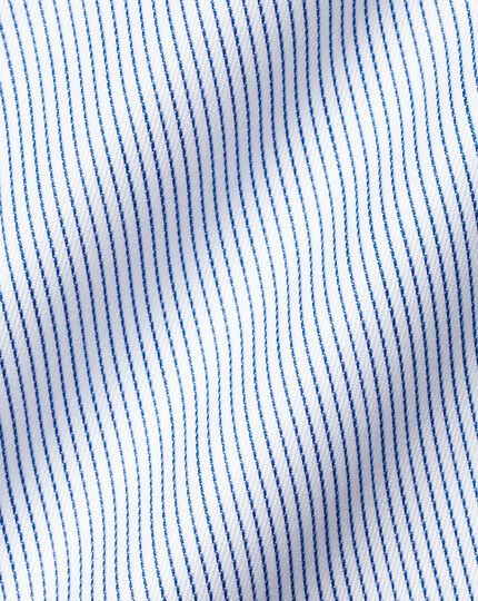 Semi-Cutaway Collar Egyptian Cotton Twill Hairline Stripe Shirt - Ocean Blue