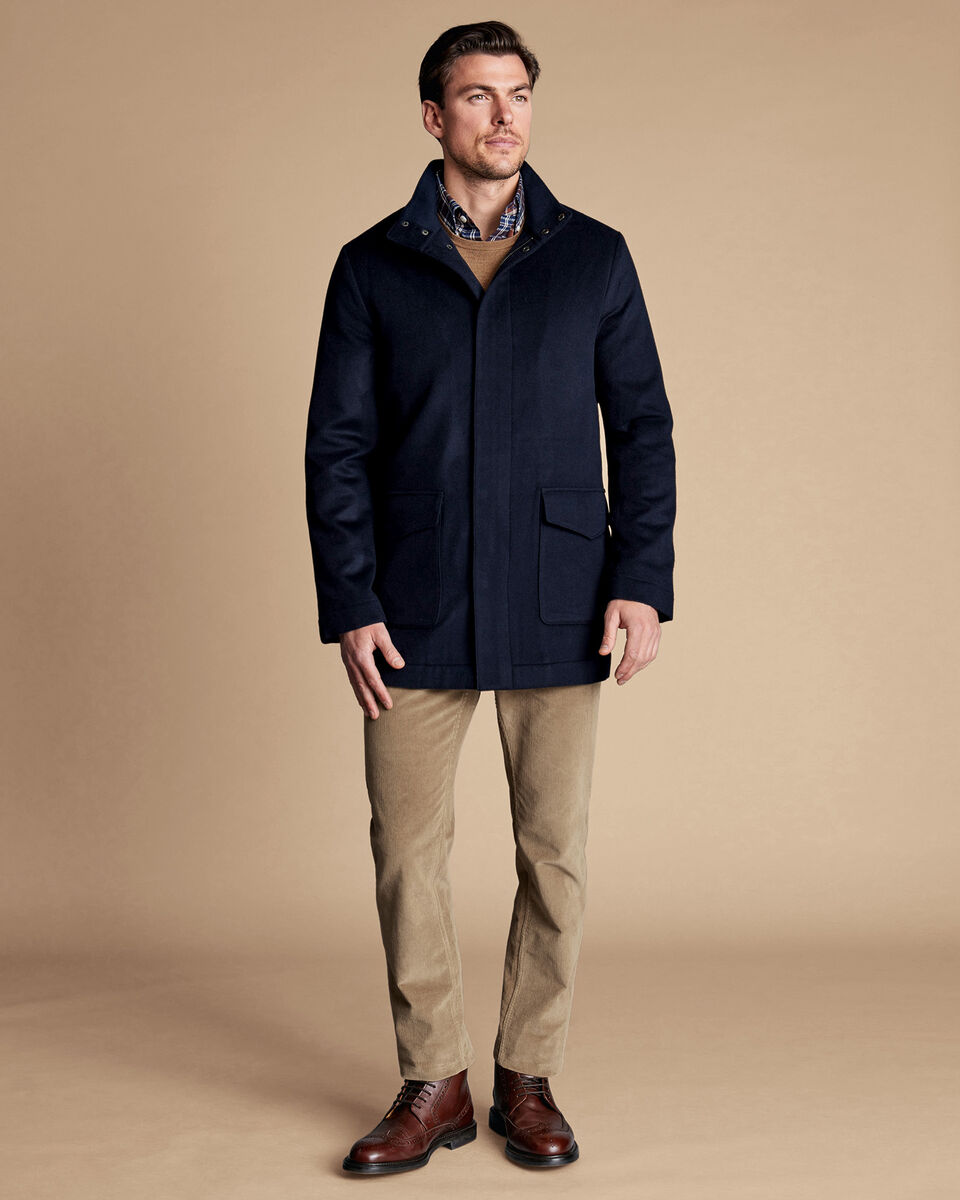 Wool Car Coat Navy Charles Tyrwhitt