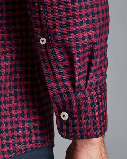 Button-Down Collar Non-Iron Twill Gingham Shirt - Cherry Pink