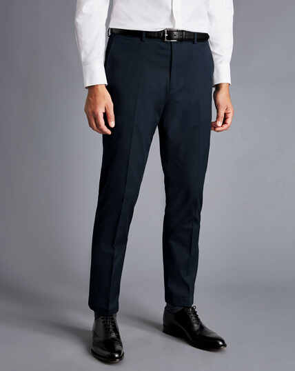 Italian Cotton Suit Trousers - Navy