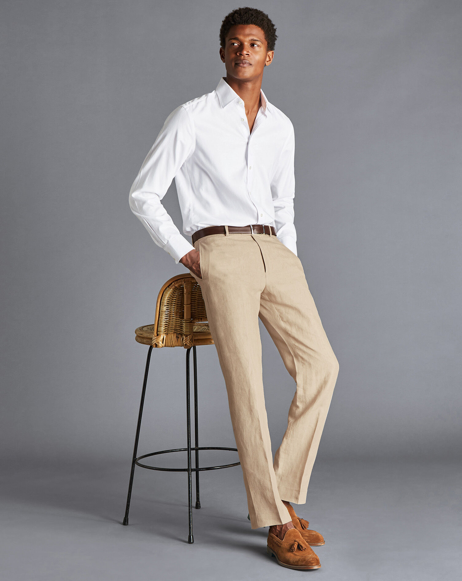 Italian Linen Trousers - Stone 