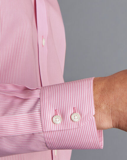 Spread Collar Non-Iron Bengal Stripe Shirt - Pink