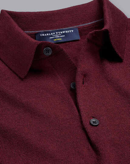 Merino Zip Neck Sweater - Burgundy Red